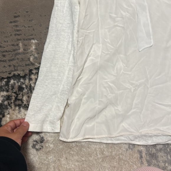 Sandro (US 2) Womens Seiren Silk Linen Tie Blouse Parisian Style s Cream - Picture 5 of 8